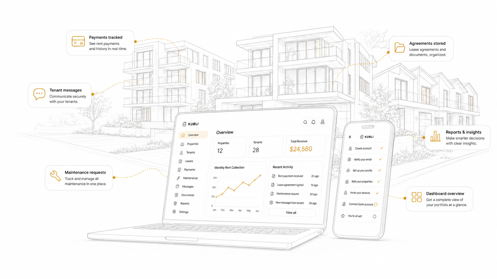 Sketch illustration of a modern residential property